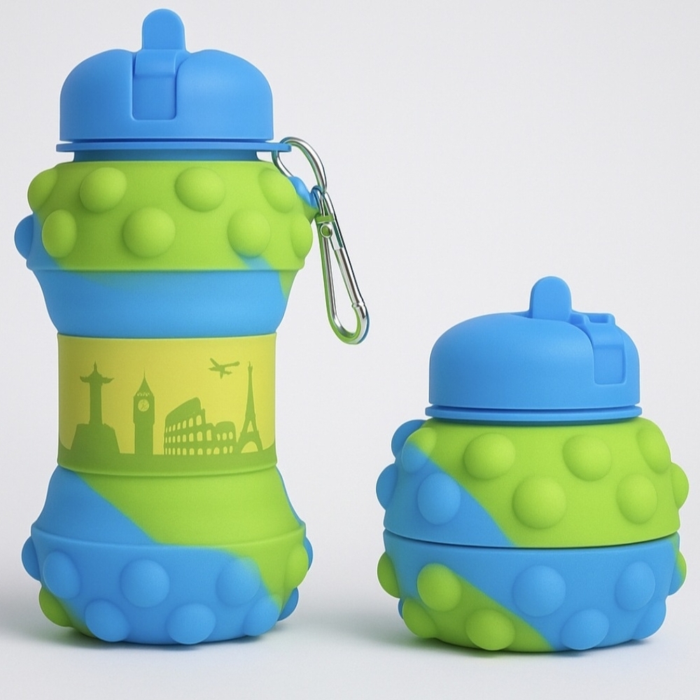 Kids Collapsible Donut Silicone Water Bottle – Leak-Proof, Flexible and Portable
